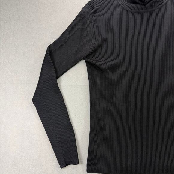 Ann Taylor LOFT Women’s Black Silk Blend Ribbed Turtleneck Sweater Size M - Picture 3 of 9